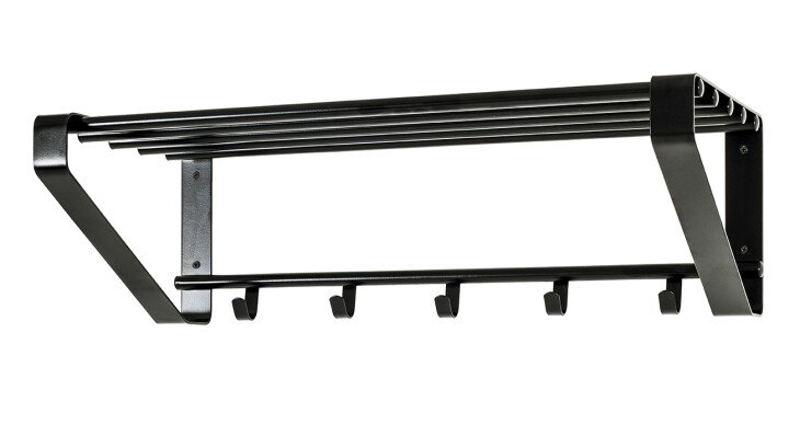 Garderobenhaken >Falko< in Schwarz aus Metall - 65x20x30cm (BxHxT)