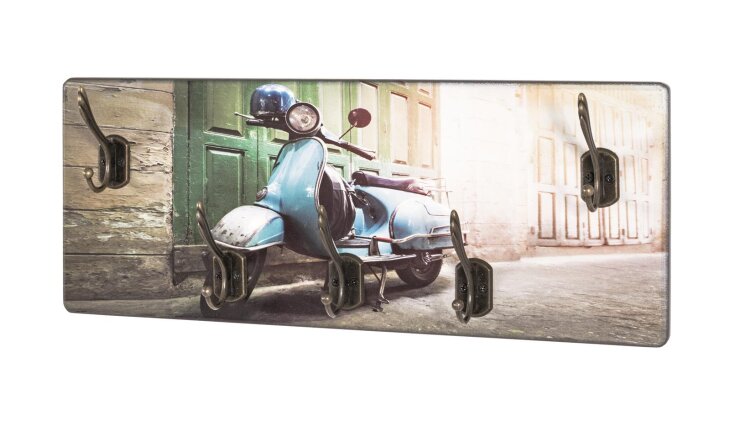 Wandgarderobe >Roller< in bunt aus MDF, Metall - 50x20x5cm (BxHxT)