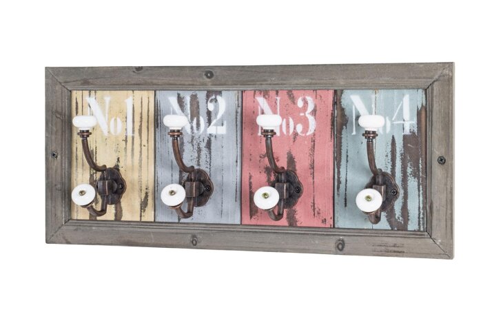 Wandgarderobe >Jessica 4< in vintage aus Massivholz - 48x21x10cm (BxHxT)