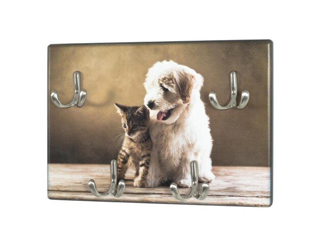 Schlüsselleiste >Animals< in bunt-Edelstahloptik - 30x21x5 (BxHxT)