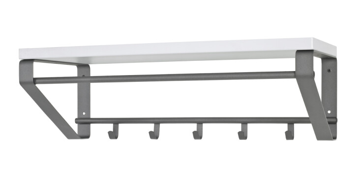 Wandgarderobe >Eduardo< in anthrazit-weiß aus Stahl, MDF - 70x23x30cm (BxHxT)