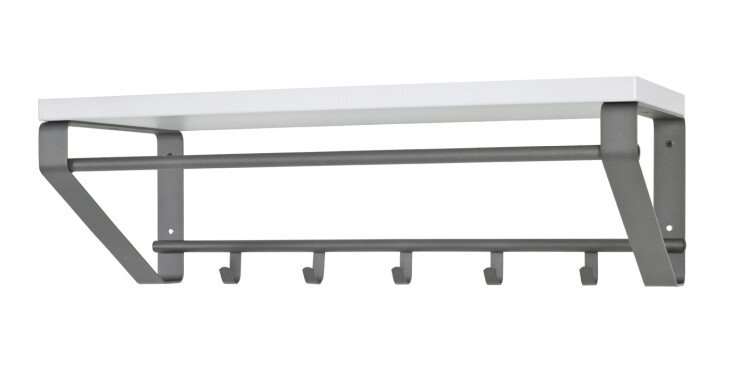 Wandgarderobe >Eduardo< in anthrazit-weiß aus Stahl, MDF - 70x23x30cm (BxHxT)