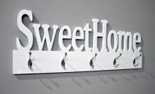 Garderobenhaken >Sweet Home< in weiß-chrom...