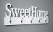 Garderobenhaken >Sweet Home< in weiß-chrom aus MDF - 74x28x7cm (BxHxT)