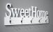 Garderobenhaken >Sweet Home< in weiß-chrom aus MDF - 74x28x7cm (BxHxT)