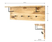 Garderobenleiste >Torino Oak 11< in eiche geölt-schwarz - 80x30x20 (BxHxT)