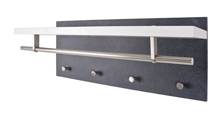 Garderobenhaken >Pablo 3< in weiß-granitoptik-Edelstahloptik - 75x30x26 (BxHxT)