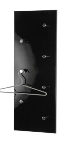 Garderobenhaken >Big Eddy< in schwarz-chrom aus Stahl, MDF - 80x30x6cm (BxHxT)