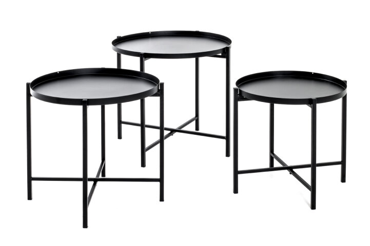 Satztisch >Bristol< in Schwarz aus Stahlrohr, Metall - 37/40/43cm (H)