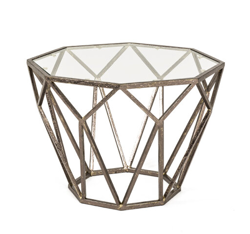 Beistelltisch in antikbronze aus Stahl, 8 mm Glas - 55x38x55cm (BxHxT)