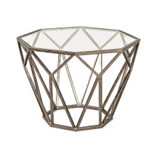 Beistelltisch in antikbronze aus Stahl, 8 mm Glas -...
