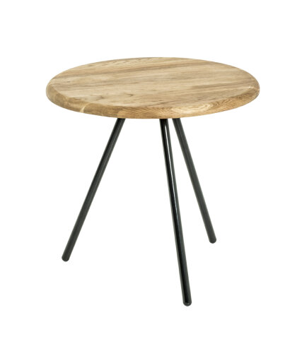 Beistelltisch in schwarz-eiche aus Stahl, Massivholz - 40cm (H)