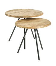 Beistelltisch in schwarz-eiche aus Stahl, Massivholz - 40cm (H)