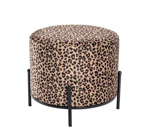 Fußhocker >Leo< in schwarz-bunt aus MDF, Metall, Textilgewebe - 40cm (H)