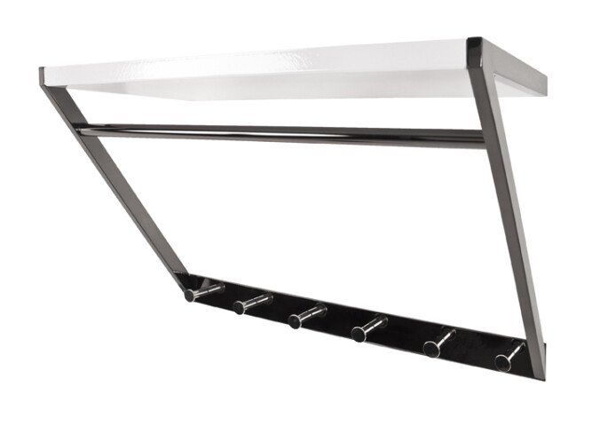 Garderobenhaken >Fritz< in chrom dunkel-weiß aus Stahl, MDF - 60x40x29cm (BxHxT)