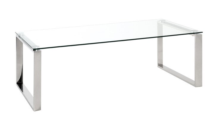 Couchtisch >David 2< in Edelstahl aus Edelstahl, Glas 8 mm - 120x40x60cm (BxHxT)