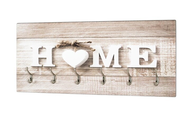 Wandgarderobe >Home 90< in natur-Edelstahloptik - 90x40x8 (BxHxT)