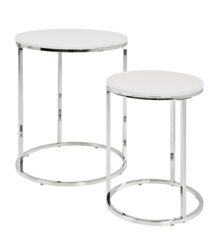 Beistelltisch >Merlin< in chrom-weiß aus Stahl, MDF - 40/50cm (H)