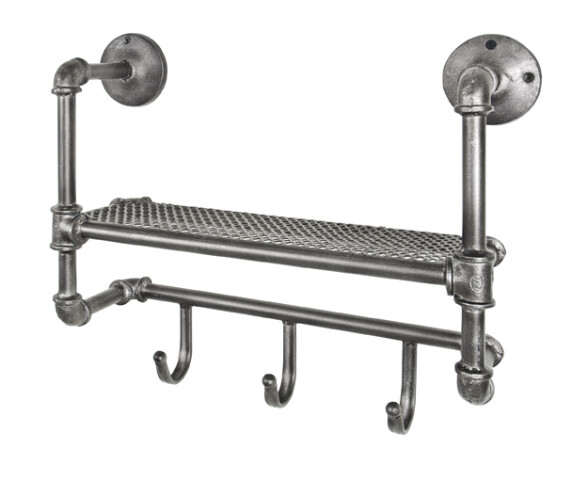 Garderobe >Pipe 2< in Anthrazit aus Stahl - 52x41x16cm (BxHxT)