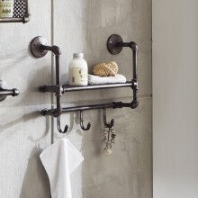 Garderobe >Pipe 2< in Anthrazit aus Stahl - 52x41x16cm (BxHxT)