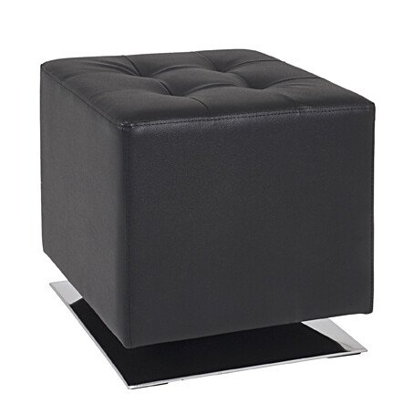 Fußhocker >Beto< in chrom-schwarz - 40x42x40cm (BxHxT)