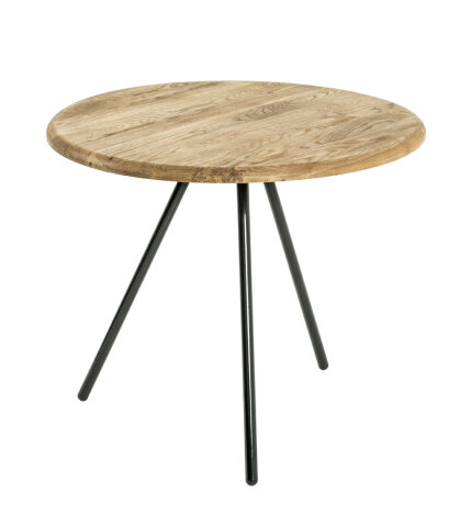 Beistelltisch in schwarz-eiche aus Stahl, Massivholz - 43cm (H)