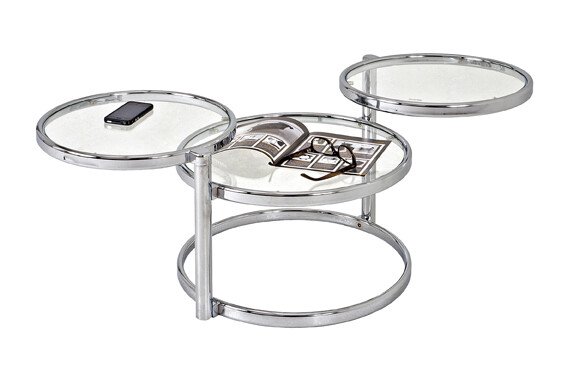 Couchtisch >Ottawa< in Chrom aus Stahl, Glas - 58x43x50cm (BxHxT)