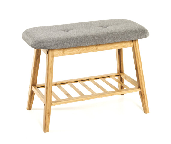 Sitzbank >Eder 1< in bambus-grau aus Bambus, Polyester - 60x44x30cm (BxHxT)