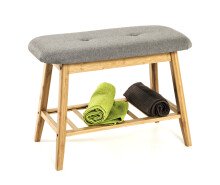Sitzbank >Eder 1< in bambus-grau aus Bambus, Polyester - 60x44x30cm (BxHxT)