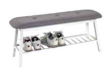 Sitzbank >Eder 2< in weiß-grau aus Bambus, Polyester - 100x44x30cm (BxHxT)