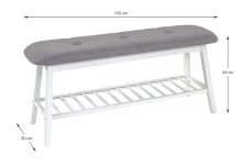 Sitzbank >Eder 2< in weiß-grau aus Bambus, Polyester - 100x44x30cm (BxHxT)