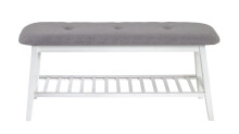 Sitzbank >Eder 2< in weiß-grau aus Bambus, Polyester - 100x44x30cm (BxHxT)