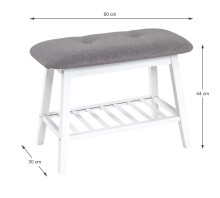 Sitzbank >Eder 1< in weiß-grau aus Bambus, Polyester - 60x44x30cm (BxHxT)