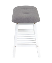 Sitzbank >Eder 1< in weiß-grau aus Bambus, Polyester - 60x44x30cm (BxHxT)