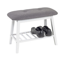 Sitzbank >Eder 1< in weiß-grau aus Bambus, Polyester - 60x44x30cm (BxHxT)