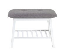 Sitzbank >Eder 1< in weiß-grau aus Bambus, Polyester - 60x44x30cm (BxHxT)