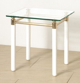 Beistelltisch >Palaccio< in weiß-vergoldet - 42x44x42 (BxHxT)