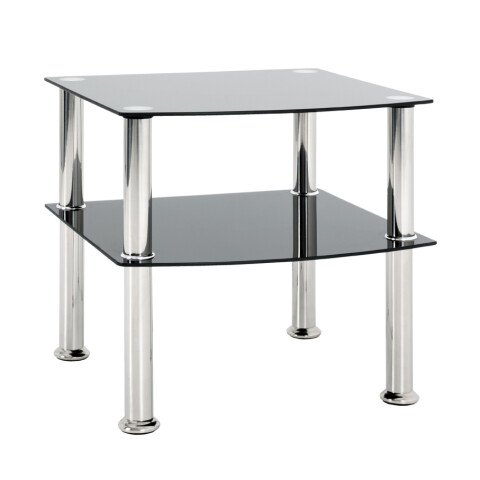 Beistelltisch in Edelstahl-schwarz aus Edelstahl, Glas 5mm - 45x44x45cm (BxHxT)
