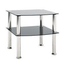 Beistelltisch in Edelstahl-schwarz aus Edelstahl, Glas...