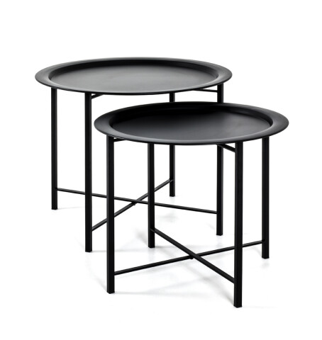 Satztisch >Oxford< in Schwarz aus Stahlrohr, Metall - 44/49cm (H)