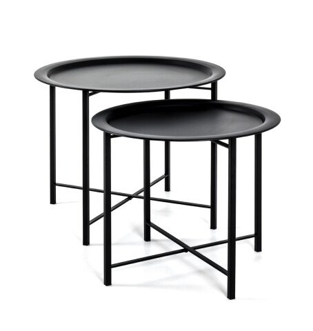Satztisch >Oxford< in Schwarz aus Stahlrohr, Metall - 44/49cm (H)