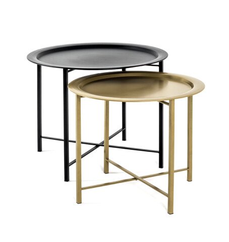 Satztisch >Oxford< in schwarz-gold aus Stahlrohr, Metall - 44/49cm (H)