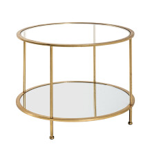 Beistelltisch in gold aus Stahlrohr, Spiegelglas, SHG 5...
