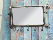 Wandgarderobe >Pipe< in Anthrazit aus Stahl, Spiegelglas - 75x45x16cm (BxHxT)