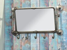 Wandgarderobe >Pipe< in Anthrazit aus Stahl, Spiegelglas - 75x45x16cm (BxHxT)