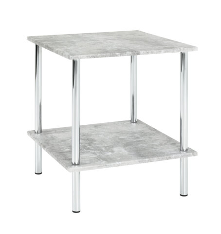 Beistelltisch >Boston< in chrom-Betonoptik aus Metall, MDF - 39x45x39cm (BxHxT)