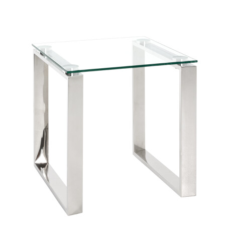 Beistelltisch >David 4< in Edelstahl aus Edelstahl, Glas 8 mm - 42x45x42 (BxHxT)