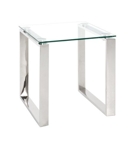 Beistelltisch >David 4< in Edelstahl aus Edelstahl, Glas 8 mm - 42x45x42 (BxHxT)