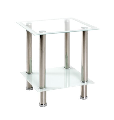 Beistelltisch >Kerstin< in Edelstahl-weiß - 40x46x40 (BxHxT)