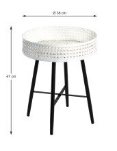 Beistelltisch >Wien< in schwarz-beige aus Stahl, Metall - 47cm (H)